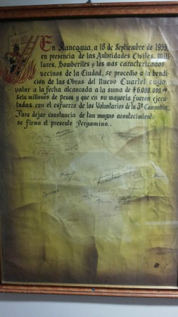 cuadro conmemorativo de inaguracion de cuartel Bueras